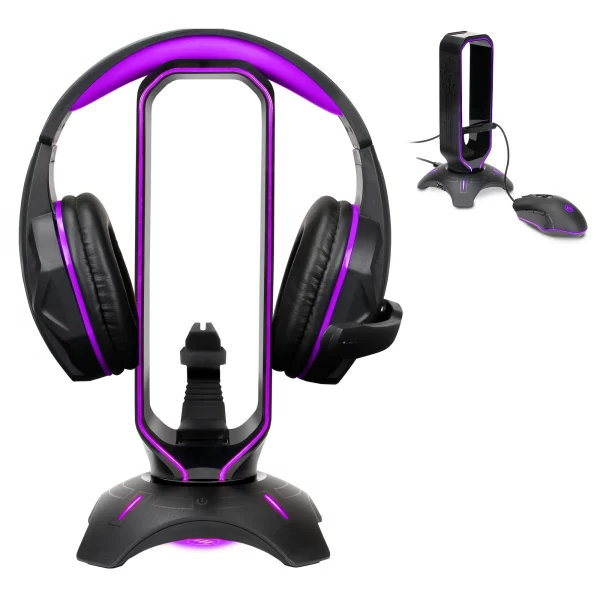 Gaming Headset Stand - LED Headphone 2 Port USB Hub